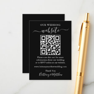 Minimalist Simple Wedding Website Black QR Enclosure Card
