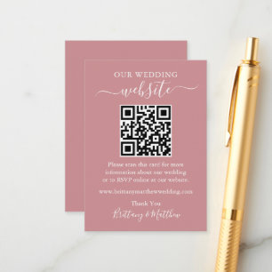 Minimalist Simple Wedding Website QR Dusty Rose Enclosure Card
