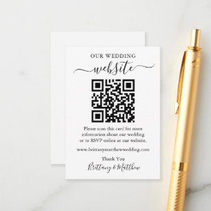 Minimalist Simple Wedding Website QR Enclosure Card