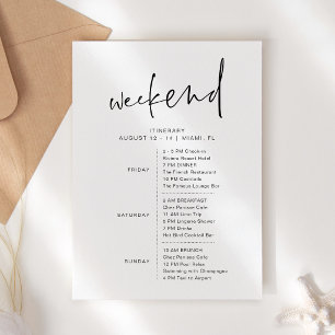 Minimalist Simple Weekend Party Itinerary Card