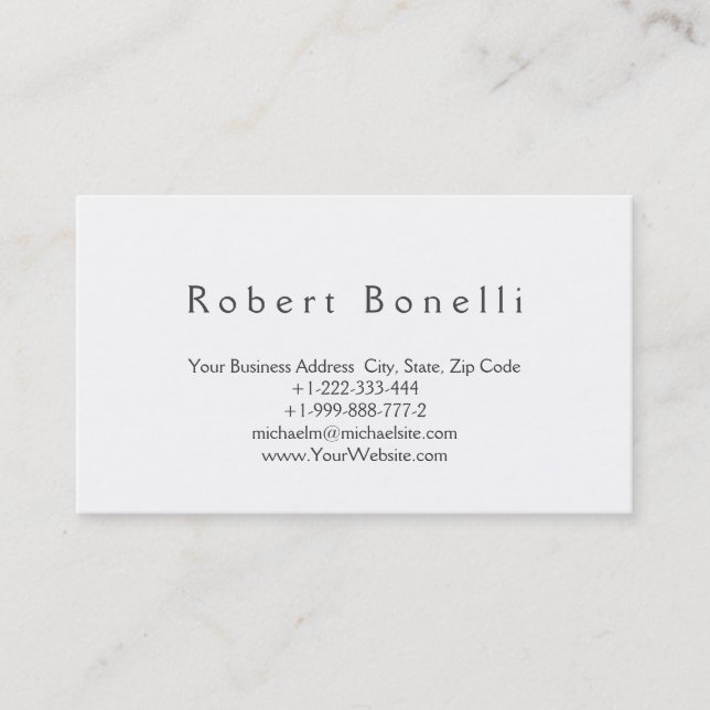 Minimalist Simple White Consultant Business Card (Front)