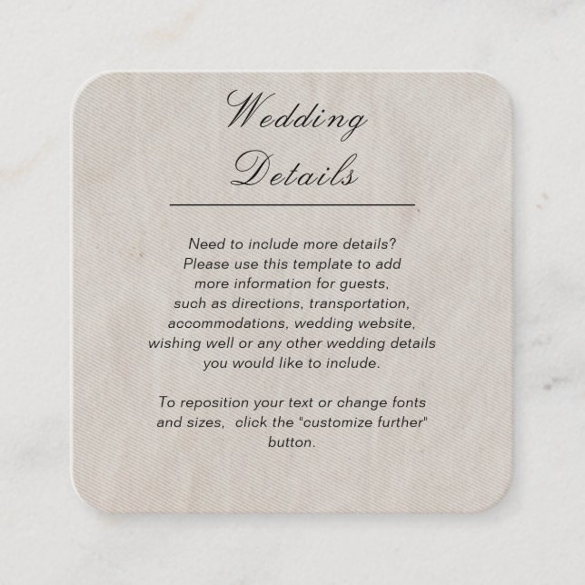 Minimalist simple white customizable wedding enclosure card (Front)