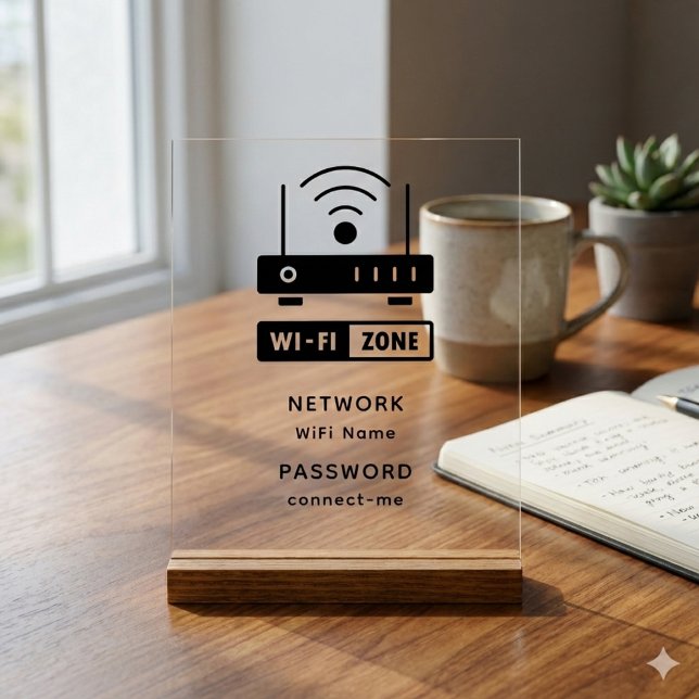 Minimalist Simple Wifi Zone Password  Acrylic Sign (Creator Uploaded)