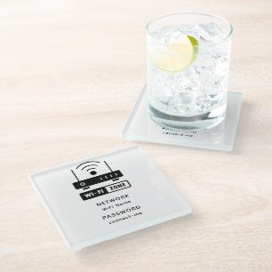 Minimalist Simple Wifi Zone Password  Glass Coaster