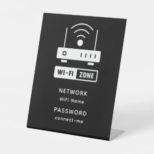 Minimalist Simple Wifi Zone Password  Pedestal Sign