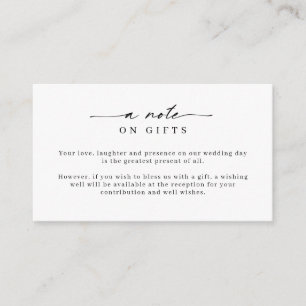 Minimalist Simple Wishing Well Note on gifts Enclo Enclosure Card