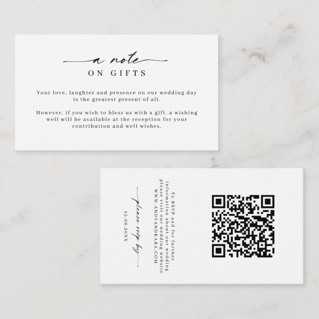 Minimalist Simple Wishing Well & RSVP Enclosure Ca (Front/Back)