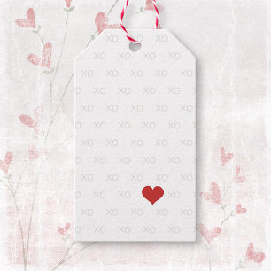 Minimalist Simple XO XO Red Heart Valentine's Day Gift Tags