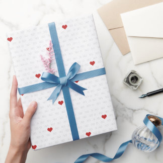 Minimalist Simple XO XO Red Heart Valentine's Day Wrapping Paper