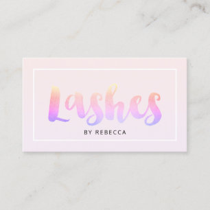 Minimalist Simply Pink Rainbow Lashes Text Business Card