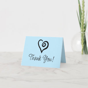 Minimalist Single Heart Spiral on Pastel Blue Thank You Card