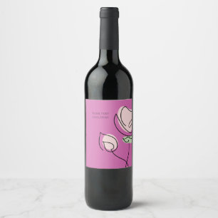 Minimalist Single Line Art Botanical Customizable  Wine Label