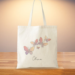 Minimalist Single-Line Butterflies Tote Bag