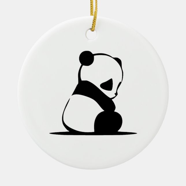 Minimalist Sitting Panda Silhouette Ceramic Ornament (Front)