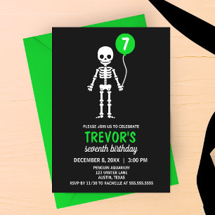 Minimalist Skeleton Balloon Birthday Invitation