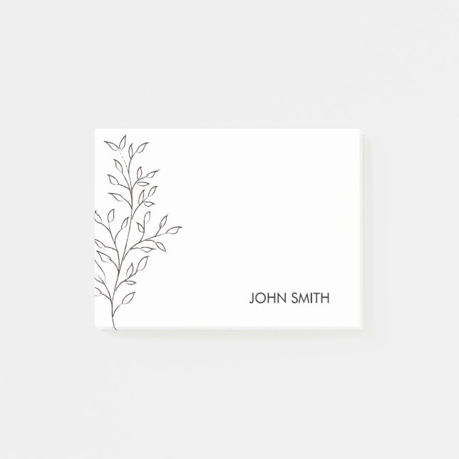 Minimalist Sketch Leaf Post-it Notes (Front)