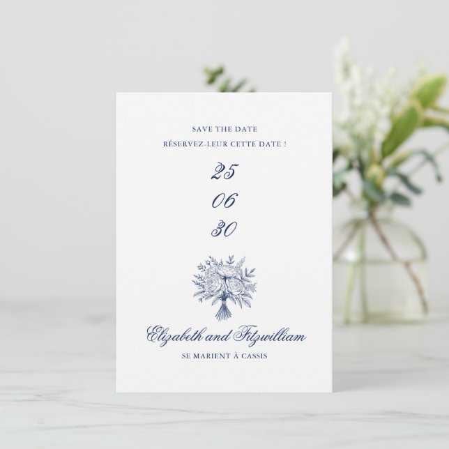 Minimalist Sketched Bridal Bouquet  Save The Date (Standing Front)