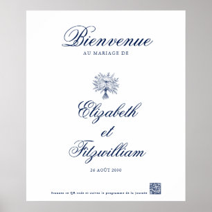 Minimalist Sketched Bridal Bouquet Welcome Poster