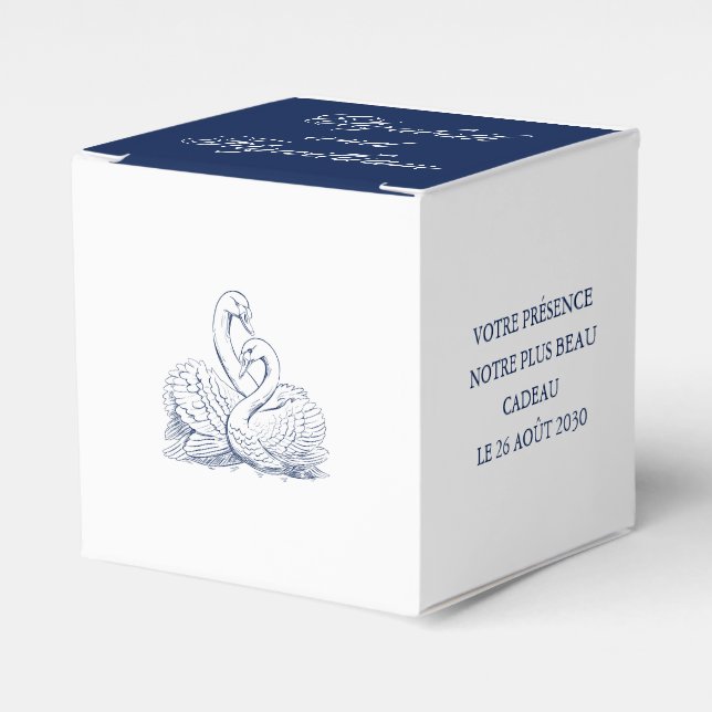 Minimalist Sketched Love Swans Wedding Favor Box (Front Side)