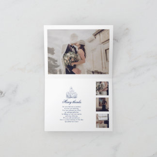 Minimalist Sketched Love Swans Wedding Photo  Thank You Card