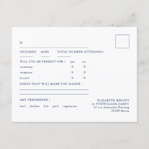 Minimalist Sketched Love Swans Wedding RSVP  Postcard