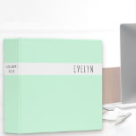 Minimalist Skinny Font Name Pretty Mint Green Binder<br><div class="desc">Feminine minimalist design personalized with your chosen name and optional spine title. The binder features trendy skinny font lettering and a color palette of mint green, black and white. Ideal for organizing your paperwork for your home, office or studies. This simple yet pretty design with whimsical typography is available in...</div>