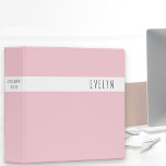 Minimalist Skinny Font Name Pretty Pink Binder<br><div class="desc">Feminine minimalist design personalized with your chosen name and optional spine title. The binder features trendy skinny font lettering and a colour palette of pink, black and white. Ideal for organizing your paperwork for your home, office or studies. This simple yet pretty design with whimsical typography is available in a...</div>