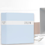 Minimalist Skinny Font Name Pretty Powder Blue Binder<br><div class="desc">Feminine minimalist design personalized with your chosen name and optional spine title. The binder features trendy skinny font lettering and a colour palette of powder blue, black and white. Ideal for organizing your paperwork for your home, office or studies. This simple yet pretty design with whimsical typography is available in...</div>