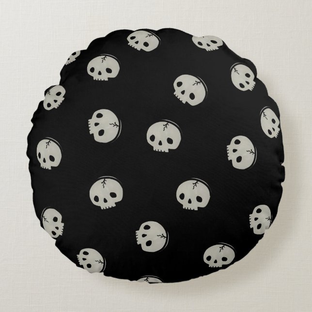  Minimalist Skull Pattern Aesthetic Phone case Round Pillow (Front)