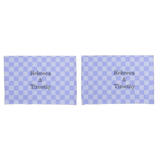 Minimalist Sky Blue Pattern Custom Text  Pillowcase (Front-Set)