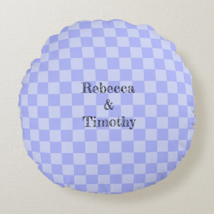 Minimalist Sky Blue Pattern Custom Text Round Pillow
