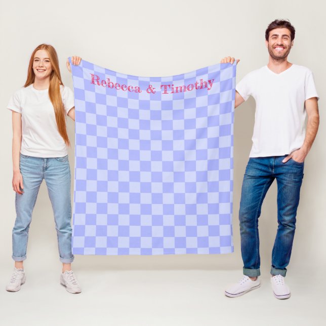 Minimalist Sky Blue Pattern Custom Text Tapestry Fleece Blanket (In Situ)