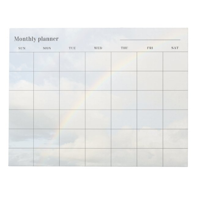 Minimalist sky Monthly planner, custom title Notepad (Front)