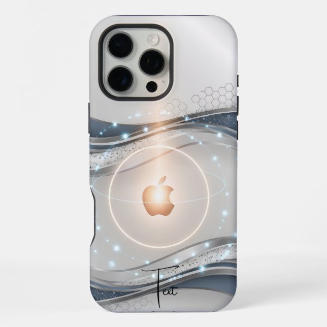 Minimalist Slate Blue Wave Design, Customizable  iPhone Case (Back)