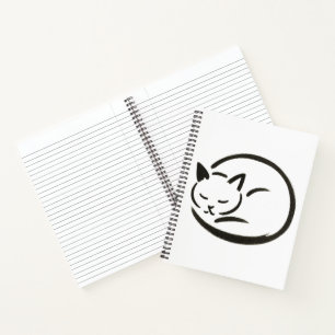 Minimalist Sleeping Cat – Ink Brush on Notebook