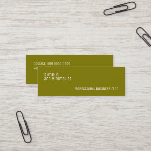 Minimalist Slim Simple Olive Green Colour Mini Business Card