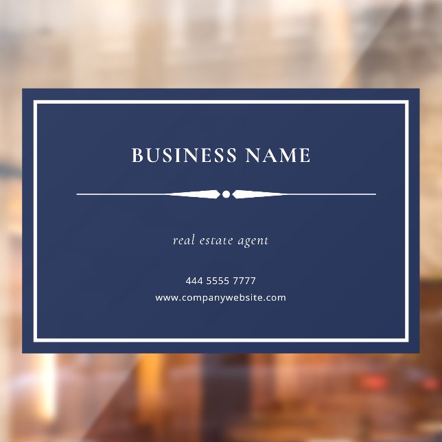 Minimalist Small Business Name Office Navy Blue Window Cling (Sheet 2)