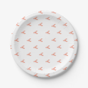 Minimalist Small Red Lobster Pattern    Paper Plate
