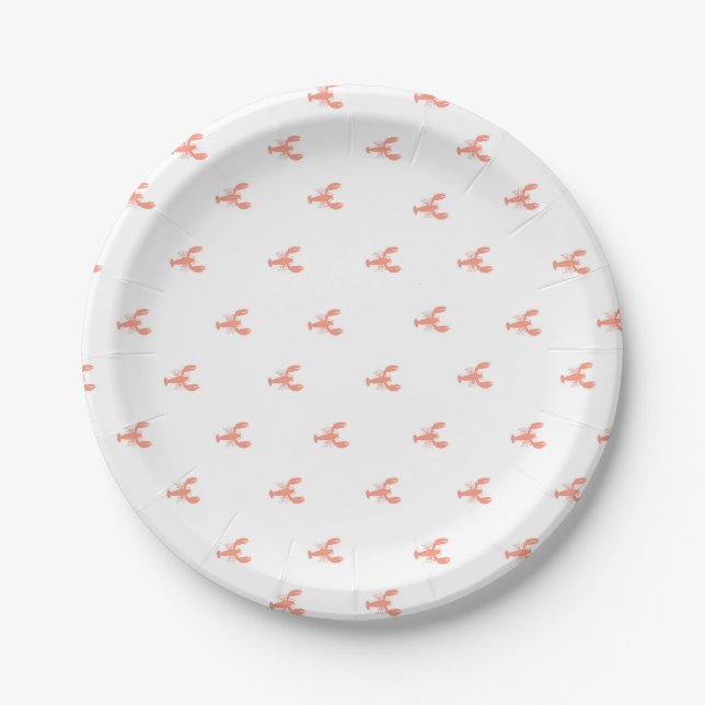 Minimalist Small Red Lobster Pattern    Paper Plate (Front)