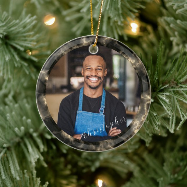 Minimalist Smoke Cloud Brown Photo Ceramic Ornament (Tree)