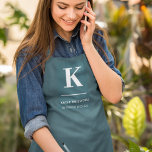 Minimalist Smoke Green Modern Large Initial Apron<br><div class="desc">A minimalist vertical design in an elegant style with a dusky green feature colour and large typographic initial monogram. The text can easily be customized for a design as unique as you are!</div>