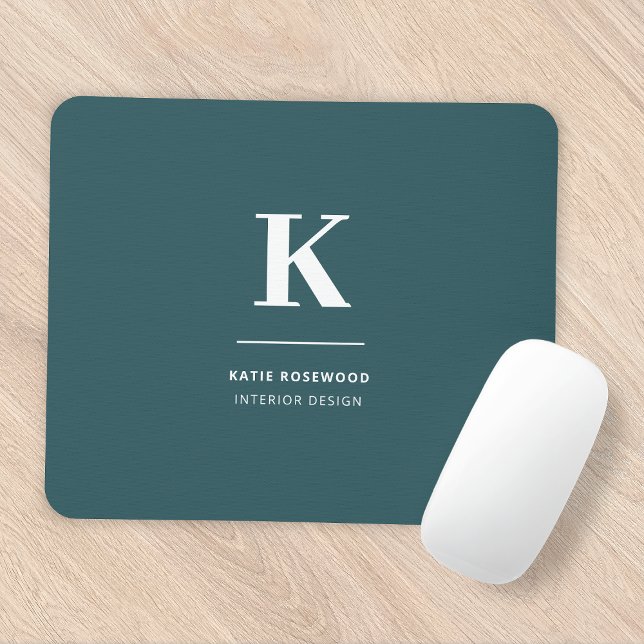 Minimalist Smoke Green Modern Large Initial Mouse Pad (Creator Uploaded)