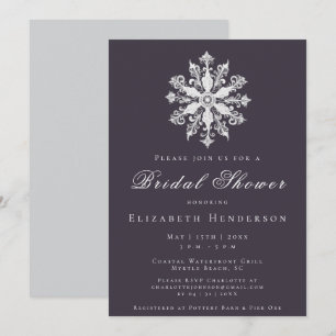 Minimalist Snowflake Bridal Shower   Plum Purple Invitation