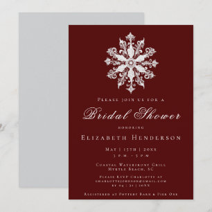 Minimalist Snowflake Bridal Shower   Red Invitation