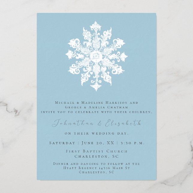 Minimalist Snowflake | Ice Blue Wedding (Front)