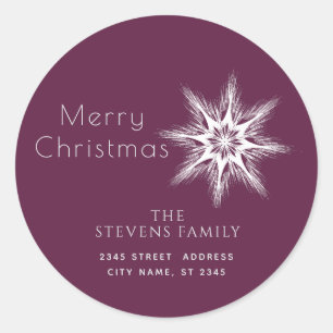 Minimalist snowflake Merry Christmas Holiday Classic Round Sticker