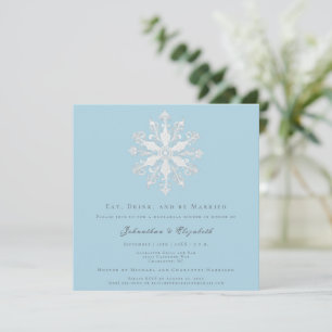 Minimalist Snowflake Rehearsal Dinner   Ice Blue Invitation