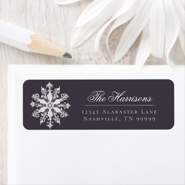 Minimalist Snowflake Wedding Address | Plum Purple (Insitu)