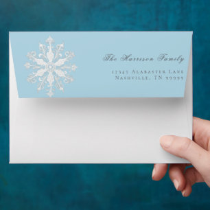 Minimalist Snowflake Wedding Ice Blue Envelope