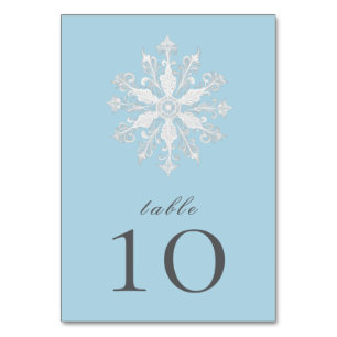 Minimalist Snowflake Wedding   Ice Blue Table Number